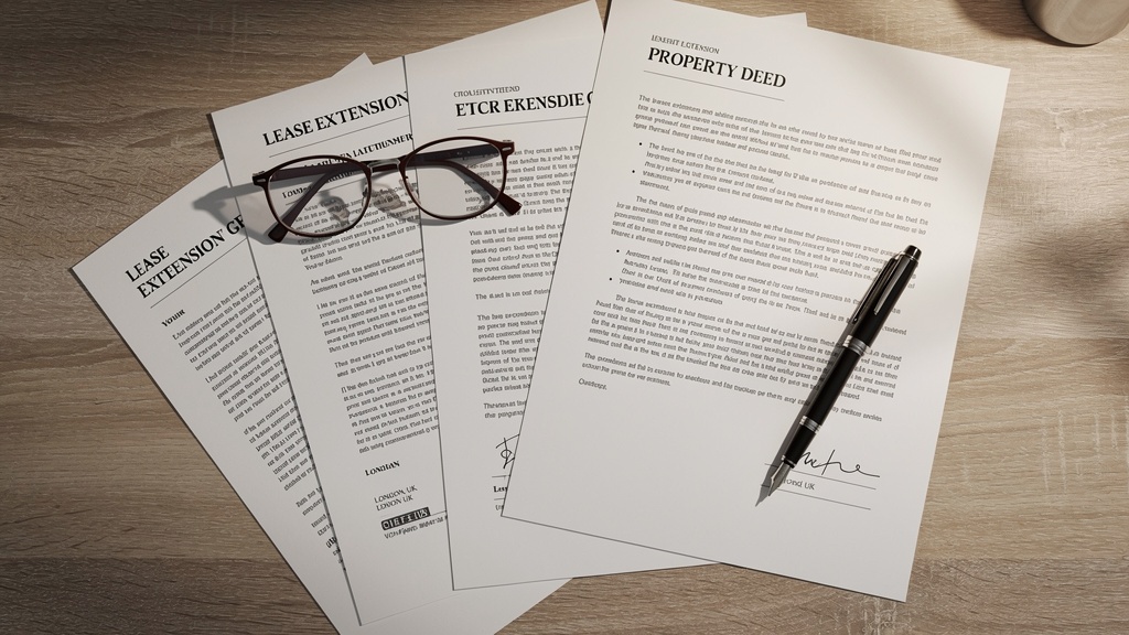 Lease extension legal documents including property deeds and lease paperwork