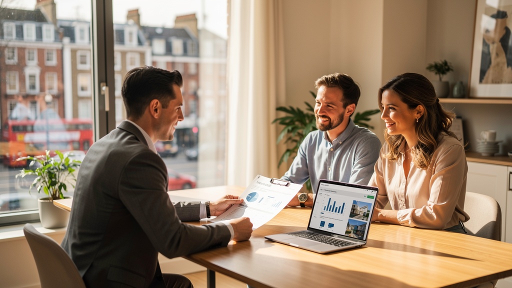 RICS surveyor presenting a property valuation report to a client in London